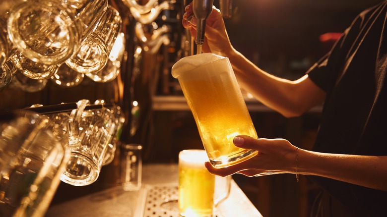 lager poured from tap