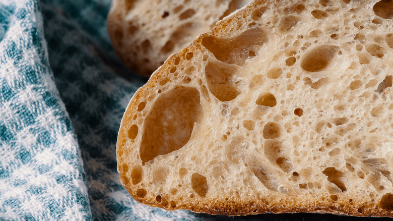 closeup of sourdough bread crumb