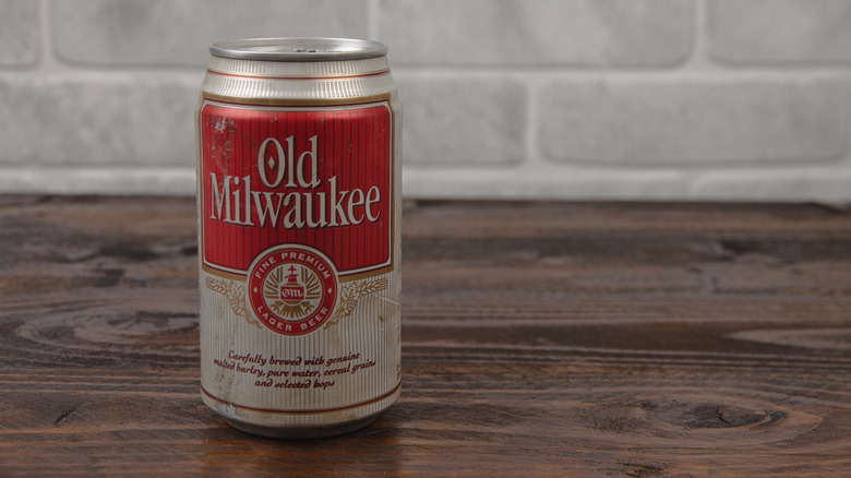 Can of Old Milwaukee Beer on Table