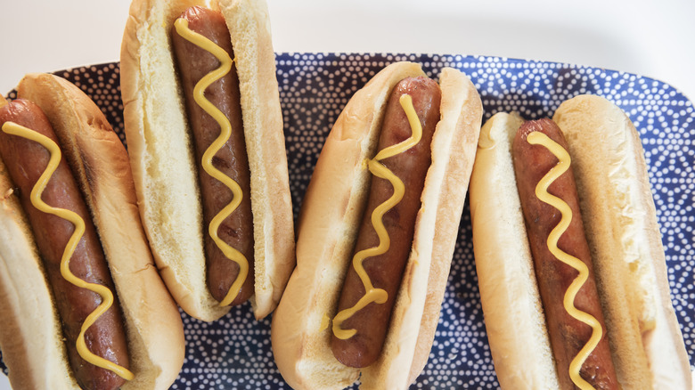 Hot dogs with mustard