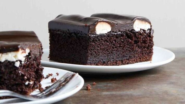 two slices of bumpy cake