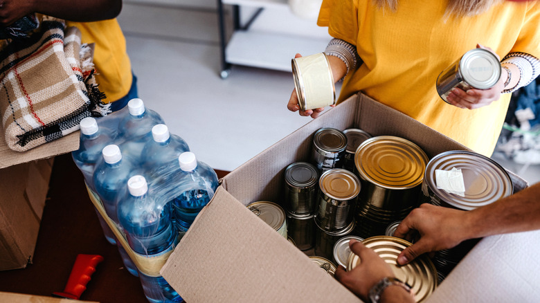 People preparing non-perishable foods
