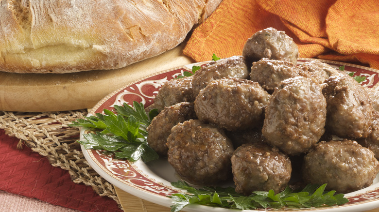 Plate of meatballs with herbs