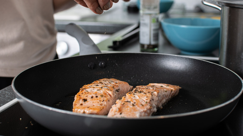 fish in frying pan