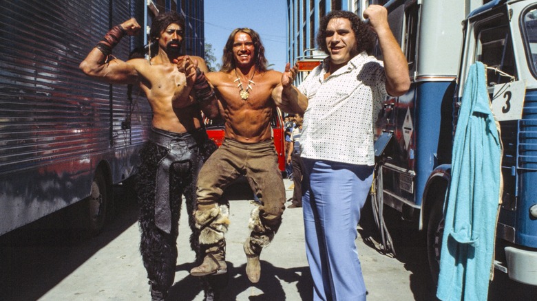 Andre the Giant on set