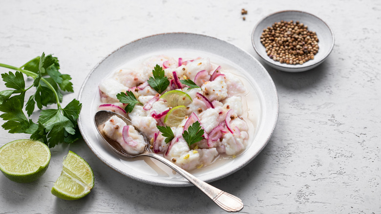 prepared white fish ceviche