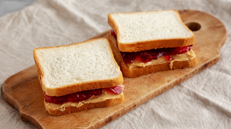 Two PB & J sandwiches