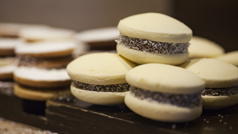 Alfajores dusted with coconut on board