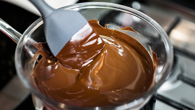 Stirring melted chocolate