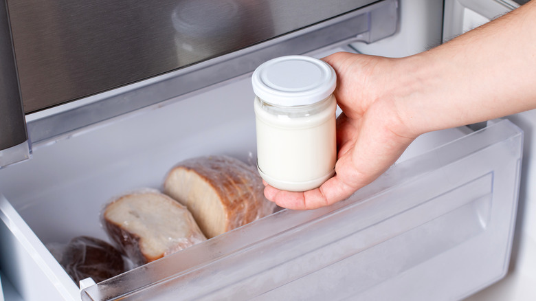 yogurt container in freezer