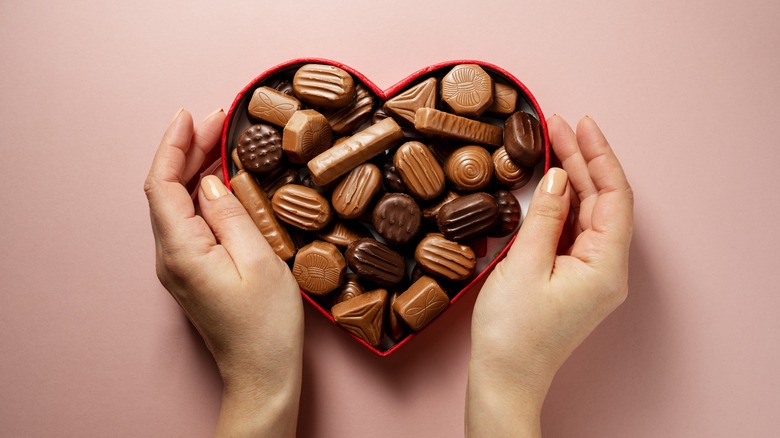 Chocolates in a heart box