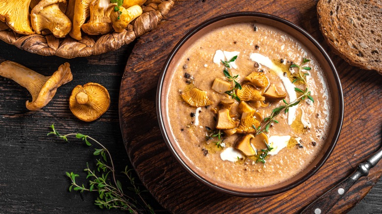 top down view of mushroom soup