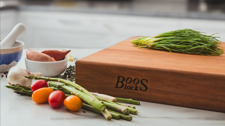 Boos block cutting board with veggies