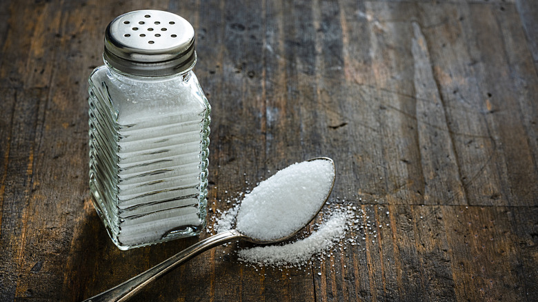 shaker and spoon of salt