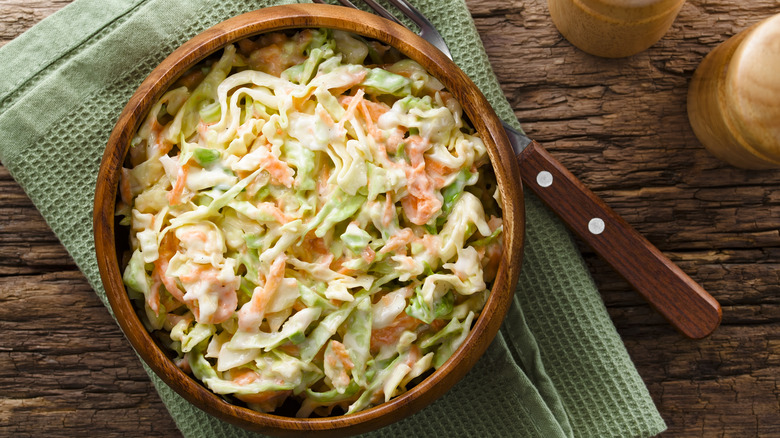 Fresh bowl of coleslaw.