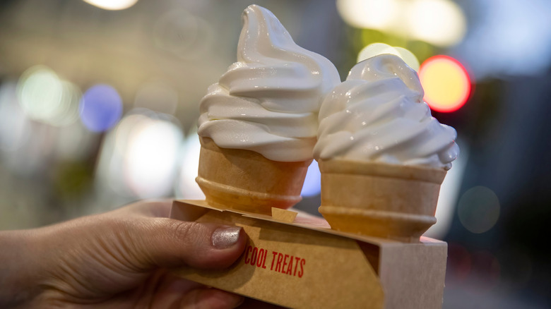 two McDonald's vanilla ice cream cones