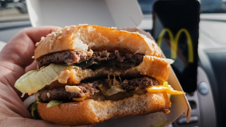 McDonald's Big Mac with bite taken out of it