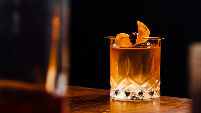 Old fashioned cocktail in a rocks glass