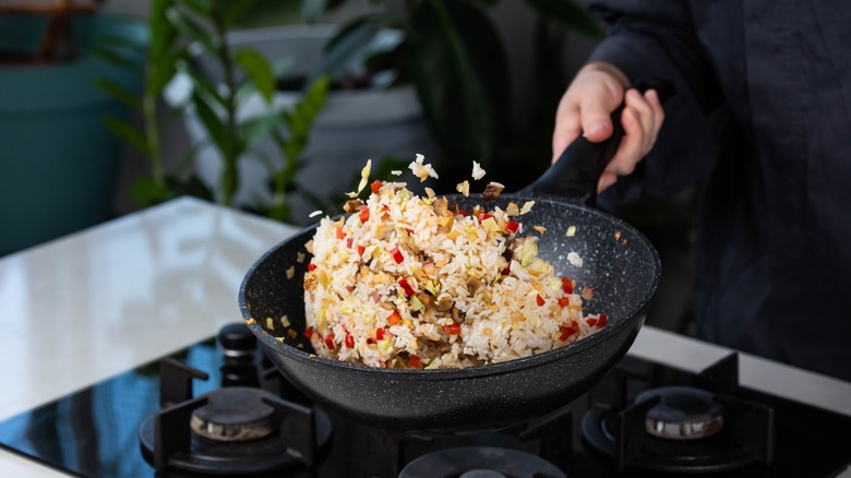 Fried rice in wok