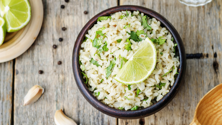 Bowl of cilantro rice