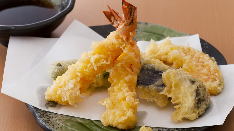 Tempura displayed on a plate