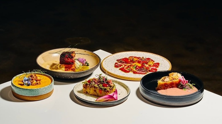 A set of different plated courses