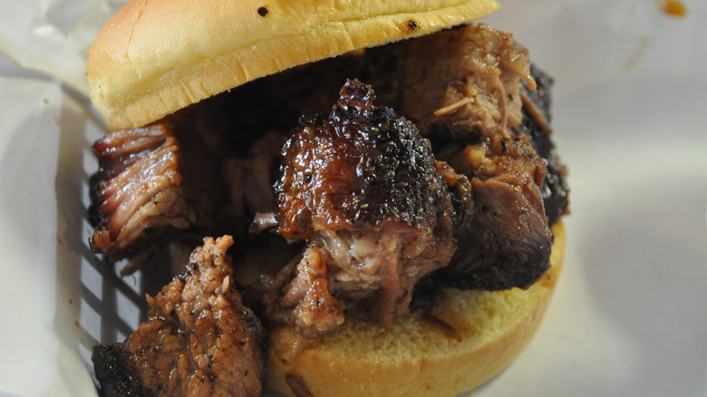 Burnt ends on a bun