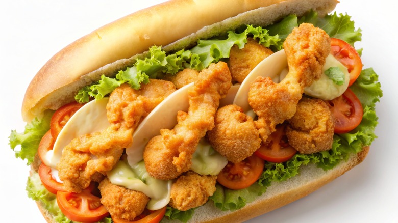 Shrimp po' boy sandwich