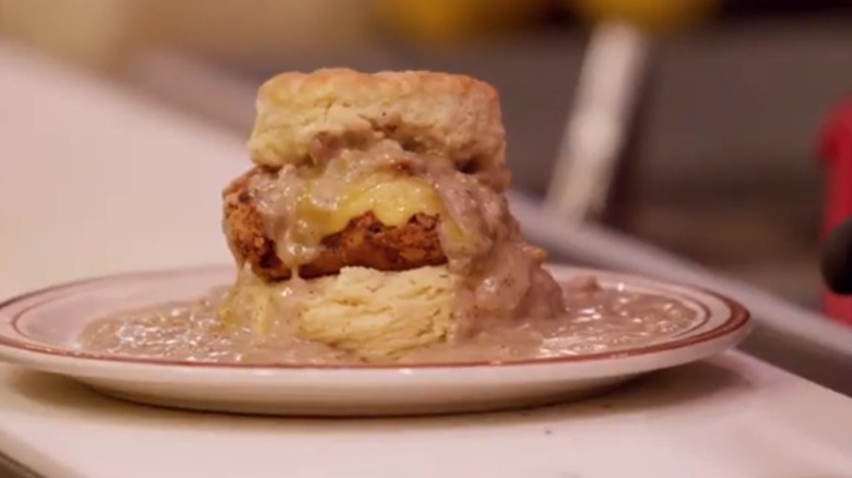 Fried-chicken biscuit sandwich from Pine State Biscuits in Portland