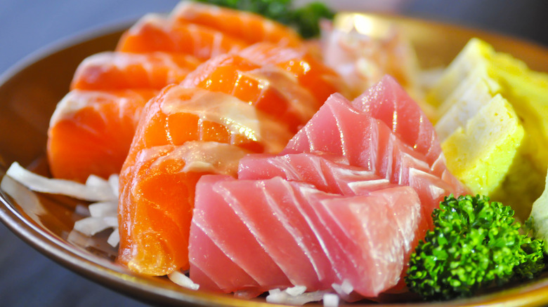 A plate of sashimi