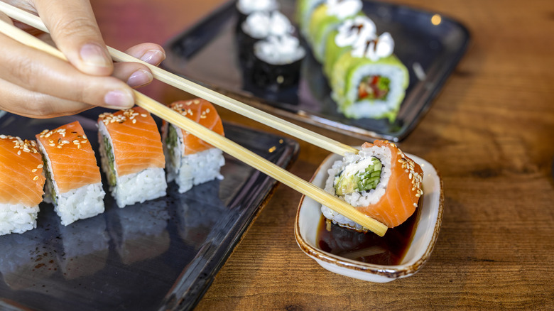 A plate of sushi