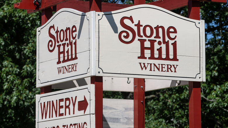 sign for historic Stone Hill Winery in Missouri