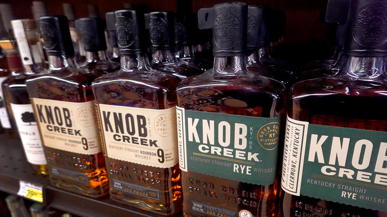 Bottles of Knob Creek bourbon