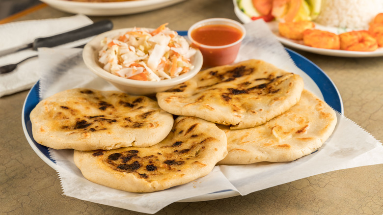 Salvadoran pupusas with curtido