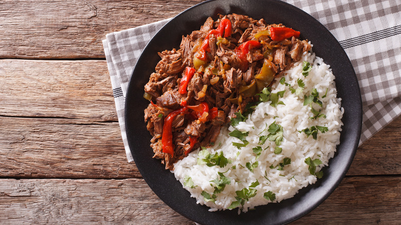 Cuban ropa vieja with rice