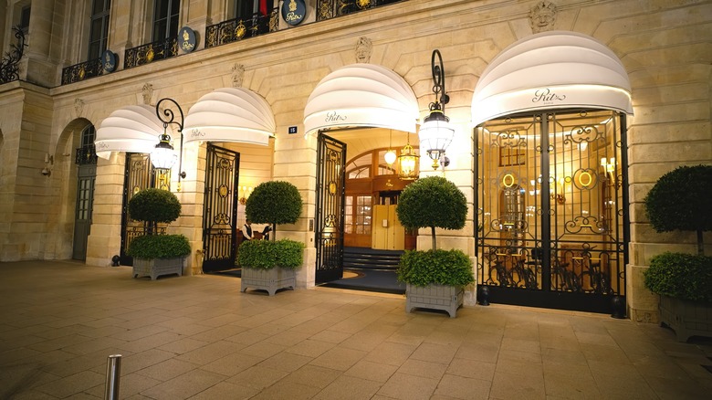 The Ritz hotel in Paris at night