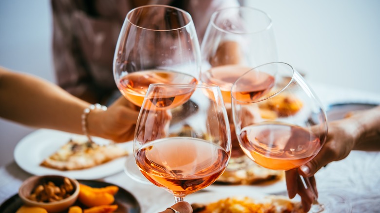 Glasses of orange rose wine