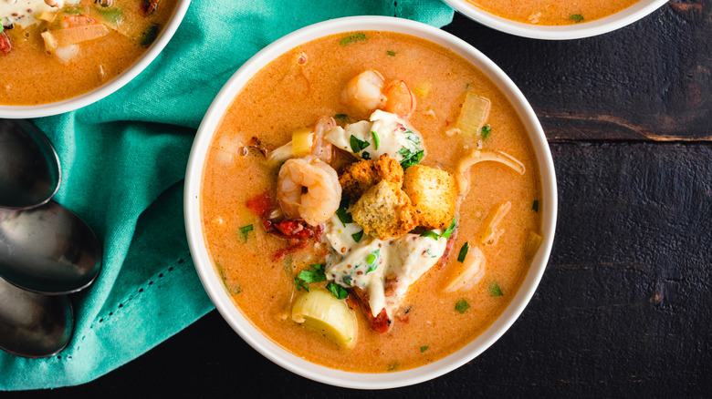 Bowl of seafood bisque