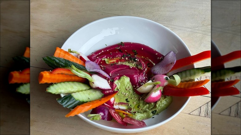 Enoteca Maria's beet miso hummus and veggies