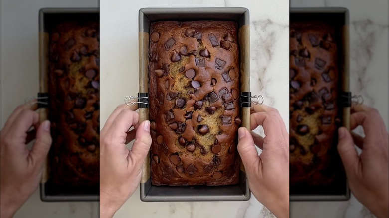 Banana bread with binder clips