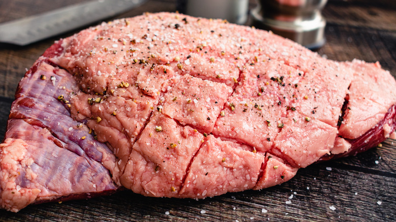 scored beef with skin on