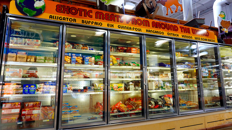 the meat aisle of a jungle jim's