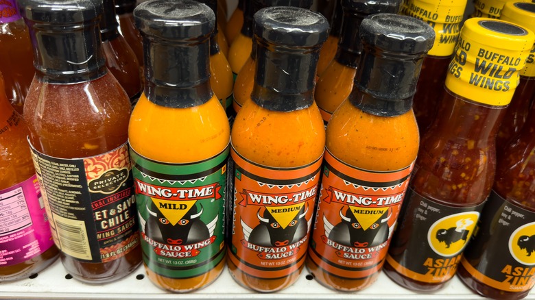 Wing-Time Sauces on Grocery Store Shelf