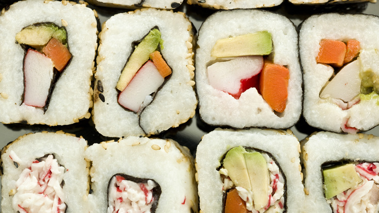Close-up of California sushi rolls 