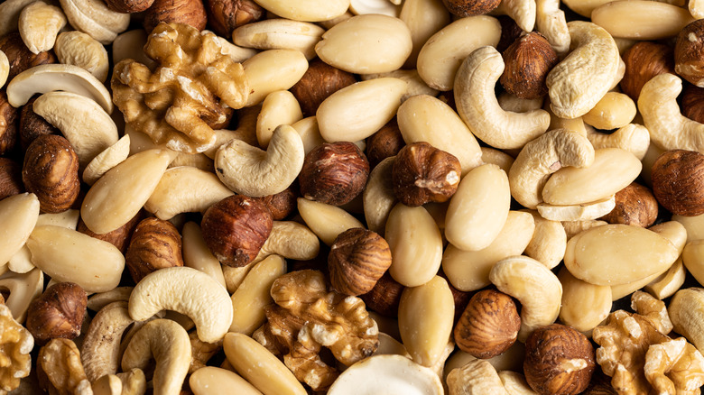 Close-up on a variety of mixed nuts