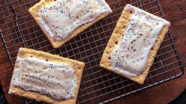 Pop-Tarts rest on a cooling rack