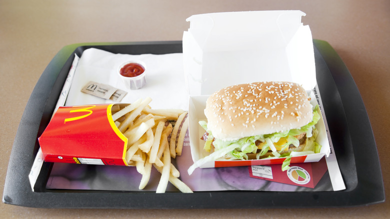 McDonald's items on a tray