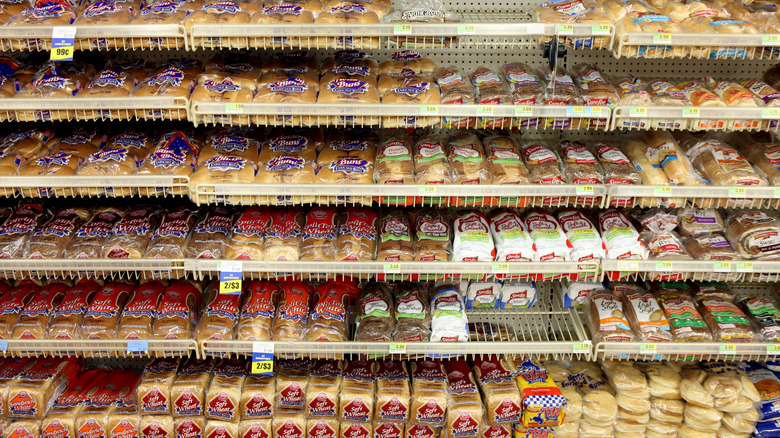 aisle of bread at supermarket