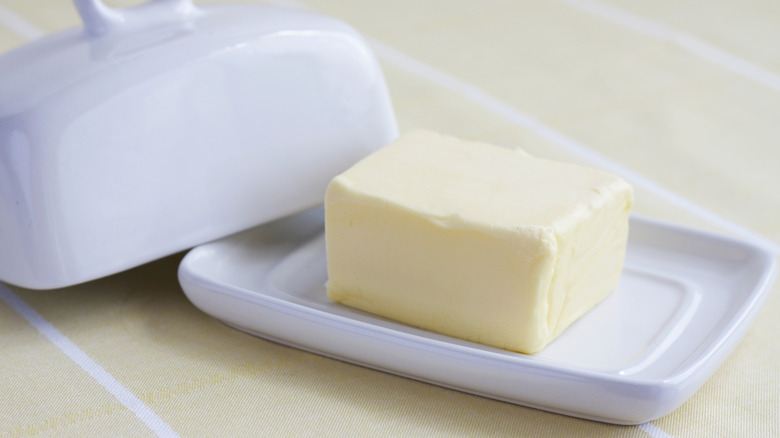 butter on dish with lid