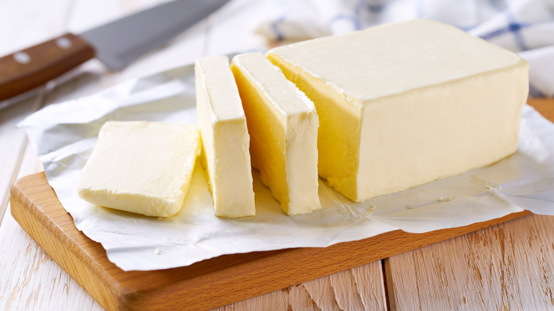 block and slices of butter